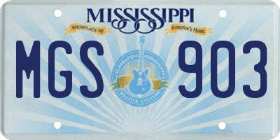 MS license plate MGS903
