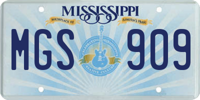MS license plate MGS909