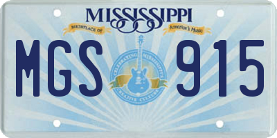 MS license plate MGS915