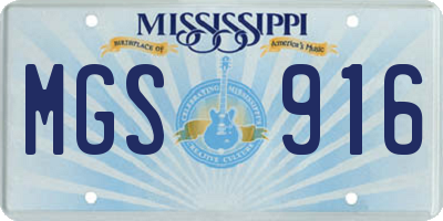 MS license plate MGS916