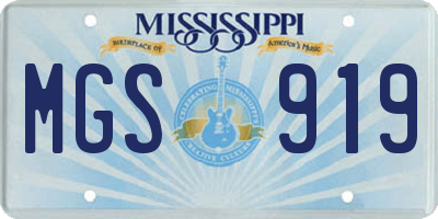 MS license plate MGS919
