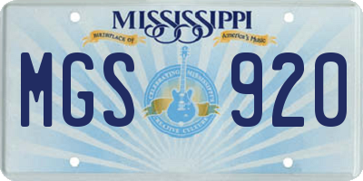 MS license plate MGS920