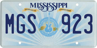 MS license plate MGS923