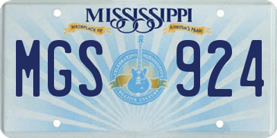 MS license plate MGS924