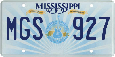 MS license plate MGS927