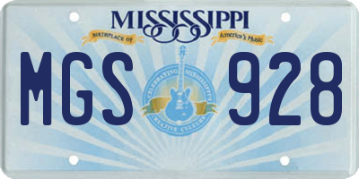 MS license plate MGS928