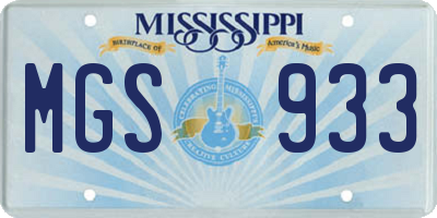 MS license plate MGS933