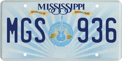 MS license plate MGS936