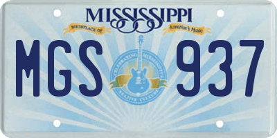 MS license plate MGS937