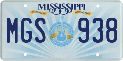 MS license plate MGS938