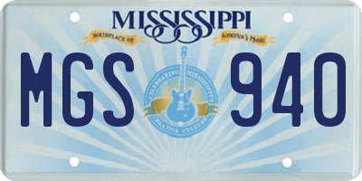 MS license plate MGS940