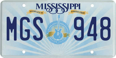 MS license plate MGS948