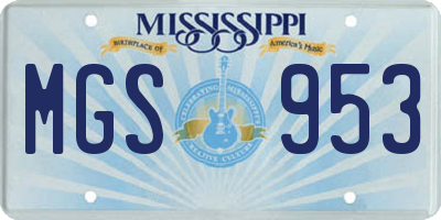 MS license plate MGS953