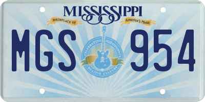 MS license plate MGS954