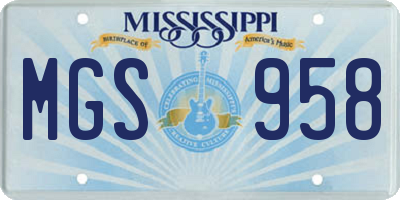 MS license plate MGS958