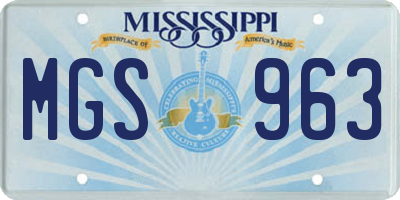 MS license plate MGS963