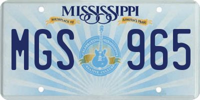 MS license plate MGS965