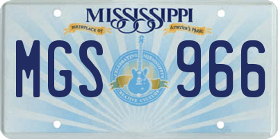 MS license plate MGS966