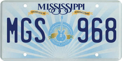 MS license plate MGS968