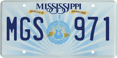 MS license plate MGS971