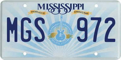 MS license plate MGS972