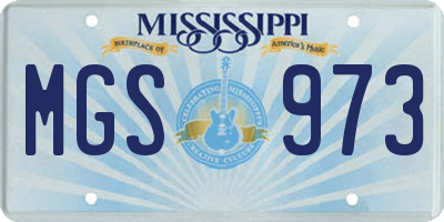 MS license plate MGS973