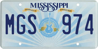 MS license plate MGS974