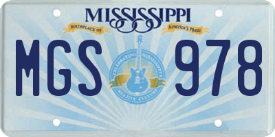 MS license plate MGS978