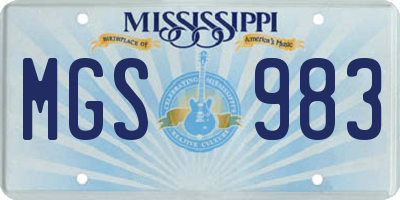 MS license plate MGS983