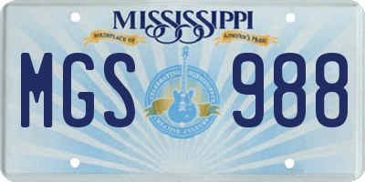 MS license plate MGS988