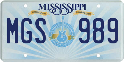 MS license plate MGS989