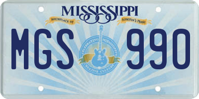 MS license plate MGS990