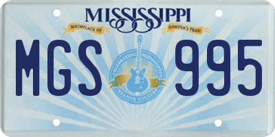 MS license plate MGS995