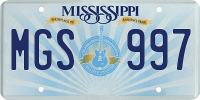MS license plate MGS997