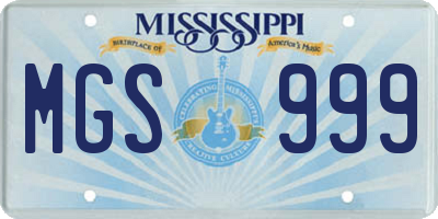 MS license plate MGS999