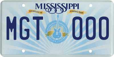 MS license plate MGT000