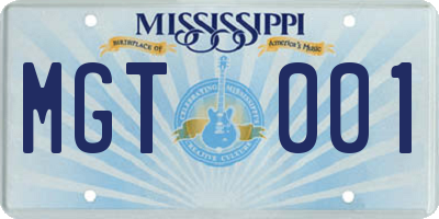 MS license plate MGT001