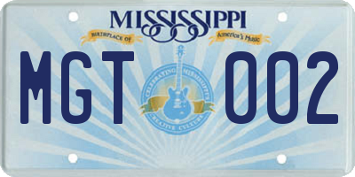MS license plate MGT002