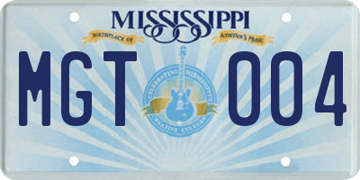 MS license plate MGT004