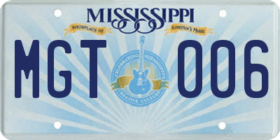 MS license plate MGT006