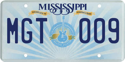 MS license plate MGT009
