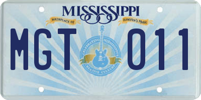 MS license plate MGT011