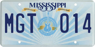 MS license plate MGT014