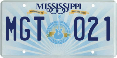 MS license plate MGT021