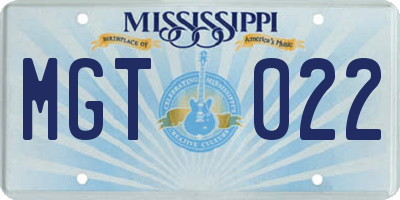 MS license plate MGT022