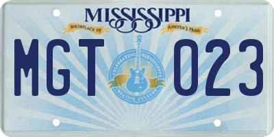 MS license plate MGT023