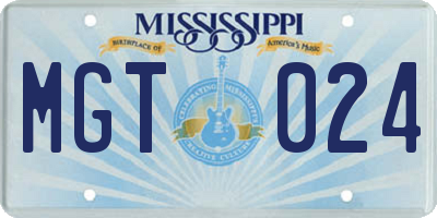 MS license plate MGT024