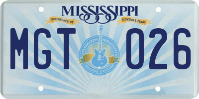 MS license plate MGT026