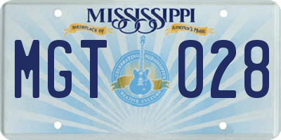 MS license plate MGT028