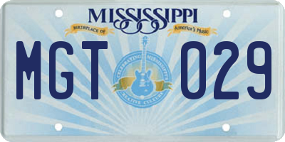 MS license plate MGT029